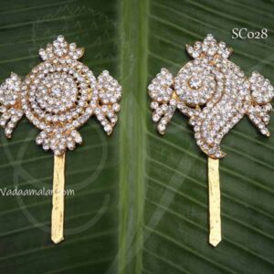 Sangu chakaram Perumal White Stones Balaji Ornaments 4 inches