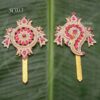Shanku Chakra White with Pink Colour stone Perumal 4.5 inches