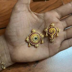 Small Size Multi Colour AD stone Shanku Chakra Perumal Ornaments Balaji Ornaments 0.9 Inches