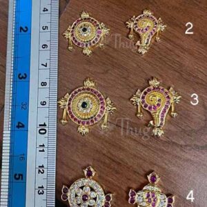 Small Mini Multi Colour AD stone Shanku Chakra Perumal Ornaments Balaji Ornaments