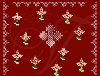 Kolam Mugallu Backdrop Easy Diwali Decor in Indian style 6 feet x 4 feet