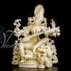 Goddess Saraswathi In White Marble Stone Carvings Traditional stage backdrops Prints Wall decorations India festival cultural gatherings