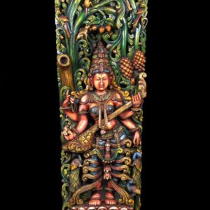 Goddess Saraswathi Carvings Traditional Backdrop Prints decorations India festival cultural gatherings