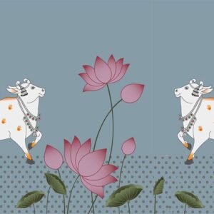 Cow with Lotus Backdrop Easy Decorations in Indian style House Warming