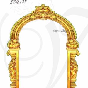 Flex Banners Depicting Thiruvachi Prabhavali Temple Mandap Stage decoration