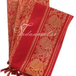 Red Poly Cotton Zari Brocade Shawl Gift Stole for Guests Jacquard fabric wrap