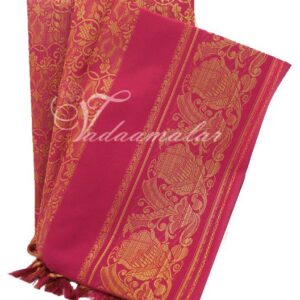 Magenta Poly Cotton Zari Brocade Shawl Gift Stole for Guests Jacquard fabric wrap