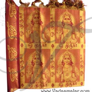 Lord Murugan Design Maroon Poly Cotton Zari Brocade Shawl Gift Stole for Guests Jacquard fabric wrap
