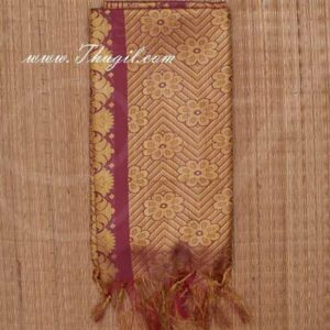 Maroon Colour Poly Cotton Zari Brocade Shawl Gift Stole for Guests