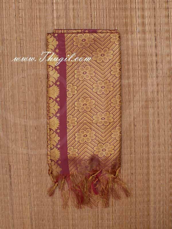 Maroon Colour Poly Cotton Zari Brocade Shawl Gift Stole for Guests