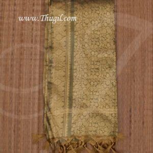 Olive Green Colour Poly Cotton Zari Brocade Shawl Gift Stole for Guests