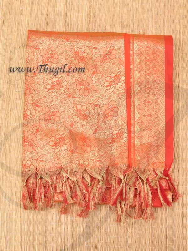 Orange Poly Cotton Zari Brocade VIP Shawl Gift Stole for Guests Ponnadai buy Now