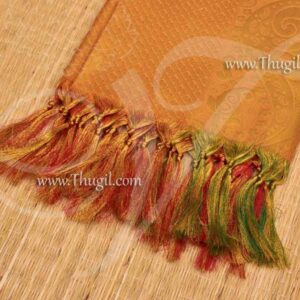 2.25 mts Gold Colour Poly Cotton Zari Brocade Shawl Gift Stole for Guests