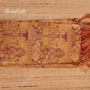 Lakshmi Stole Gold With Marron Colour Design Poly Cotton Zari Brocade 1.7 mts