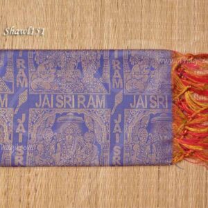 Blue Color Jai sri ram Poly Cotton Zari Shawl Gift Stole for Guests