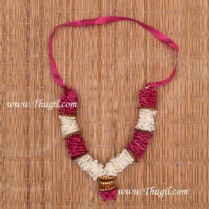 3.5" Small size White with Pink Garlands Maala for Idol Statue Decorations Buy Now