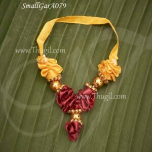 Small Deity Statue Garland Yellow and Maroon Colour Maalai 2.5 inches (2 Pieces)