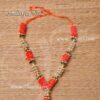 Small Deity Statue and Photo Frame Garland Orange with Green Synthetic Maala 9 inches -2 Piece