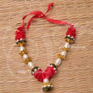 Garland Small Size Satin with Beads Mala for Statue Decoration 4.5 inches - 2 piece