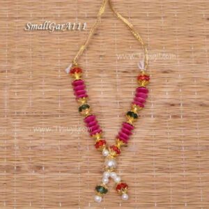 Garland small size pink mala for statue photo decoration 4 inches - 2 pieces