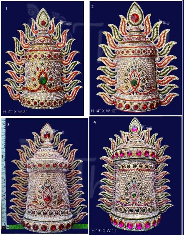 Large Sudar Krida Kreedam Devi MariAmman Idol Mukut Crown 15 Inches