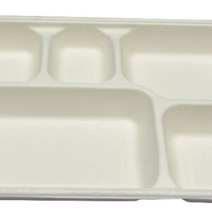 5 Compartment Food Tray Sugarcane Paper Plate-10 pcs
