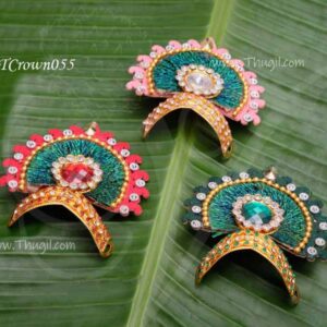 Crown Ladoo Gopal Ji Mukut Krishna Kreedam 3 pieces x 2.5 inches