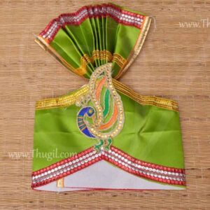 Peacock Design Satin Cloth Mukut Half Crown For Hindu God Goddess 8 inches