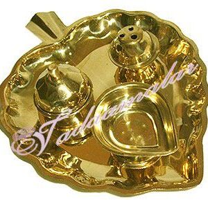 Brass plate inscent stick holder kumkum box Indian India Gift
