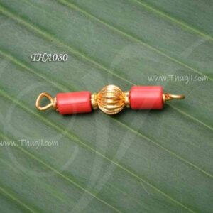 Pustelu With Red Pavla and Gold Balls Mangalsutra Thali for Bride Or Deity 1.5 inches