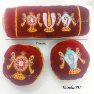 Pillow Dindu Vadakali Red Velvet Cushion for Vishnu Perumal 7 inches