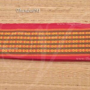Red with Green Pure Cotton Angavastram for Dhoti Thundu Towel Mens