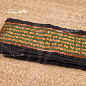Black with Green Pure Cotton Angavastram for Dhothi Ayappan Thundu