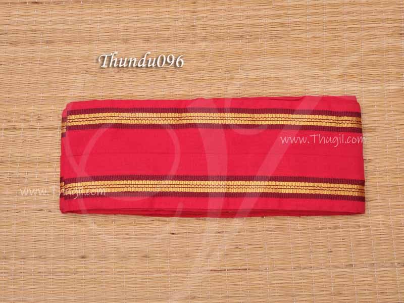Red with Green Pure Cotton Angavastram for Dhoti Thundu Towel Mens