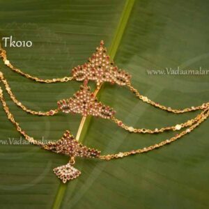 Maang Crown Tikka Cutti in White and Red Color stones Tikka India Bridal 3 step Head Set