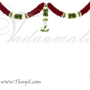 Decorative Maroon Color Garland Door Decoration Synthetic Flowers - Washable