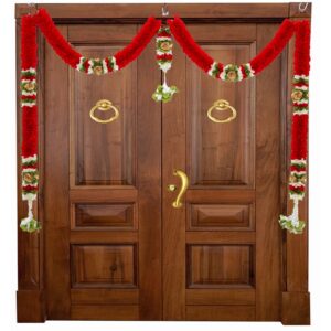 Decorative Red Color Garland Door Decoration Synthetic Flowers - Washable