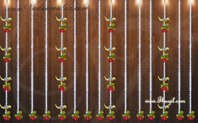 Artificial Parrot and Sampangi Tuberose Flowers Door Hanging Large Backdrop Decorations