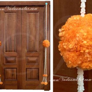 Orange Fluffy Paper Flower with Plastic Crown Flower India Design Decorations buy now