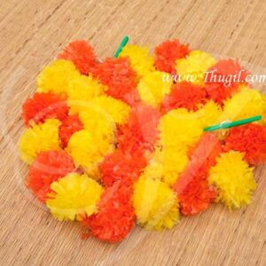 5 meter Artificial Yellow And Orange Marigold Samriddhi Fluffy Flowers For Decorations Buy Now