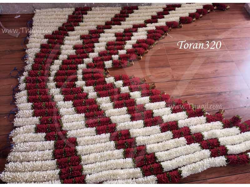 10 feet Flowers Jasmine Red Toran Backdrop decorations in Indian Style