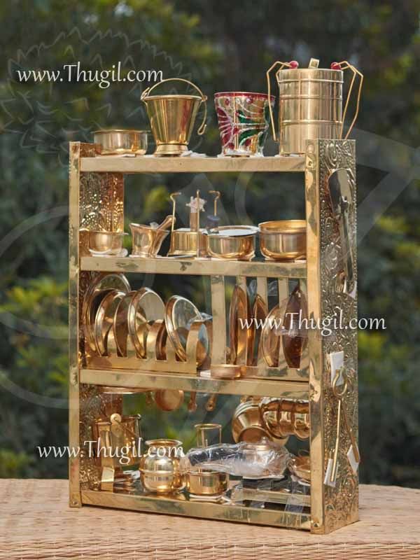 Brass Miniature Kitchen Toy Set With Stand Buy Now