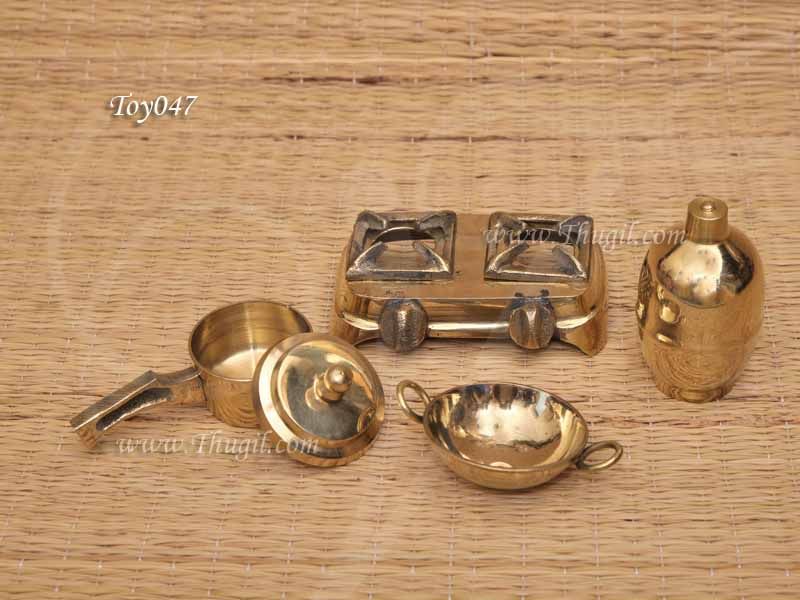 Brass Kitchen Set Indian Style of Four Showpiece