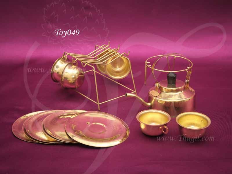 Brass Kitchen Tea Set Indian Style of Fifteen Showpiece