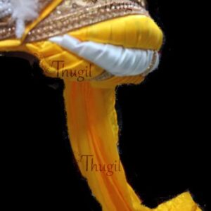 Yellow Color Turban Crown with Gold Trim, Bollywood, Weddings,Fancy Dress 4 inches