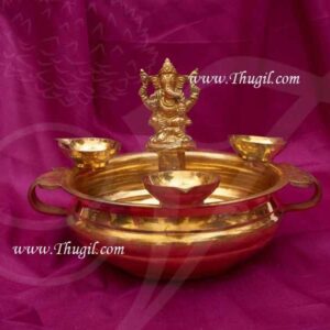 3 Inch Ganesha Brass Uruli Urli Flower Arrangement Pot Decoration for Sale