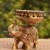 Uruli with Elephant Brass Flower Arrangement Pot 7.5 Inches