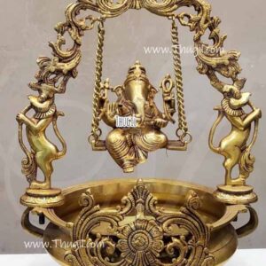 Ganesha Brass Uruli Floating For Flower Arrangement Vessel 21 inches