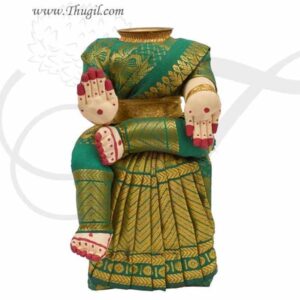 VaraLakshmi Idol Goddess for Pooja Vratam Doll Green Saree 15 inches