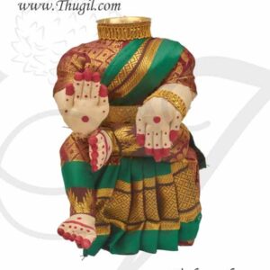 VaraLakshmi Idol Goddess for Pooja Vratam Doll Red and Green 7.5 inches